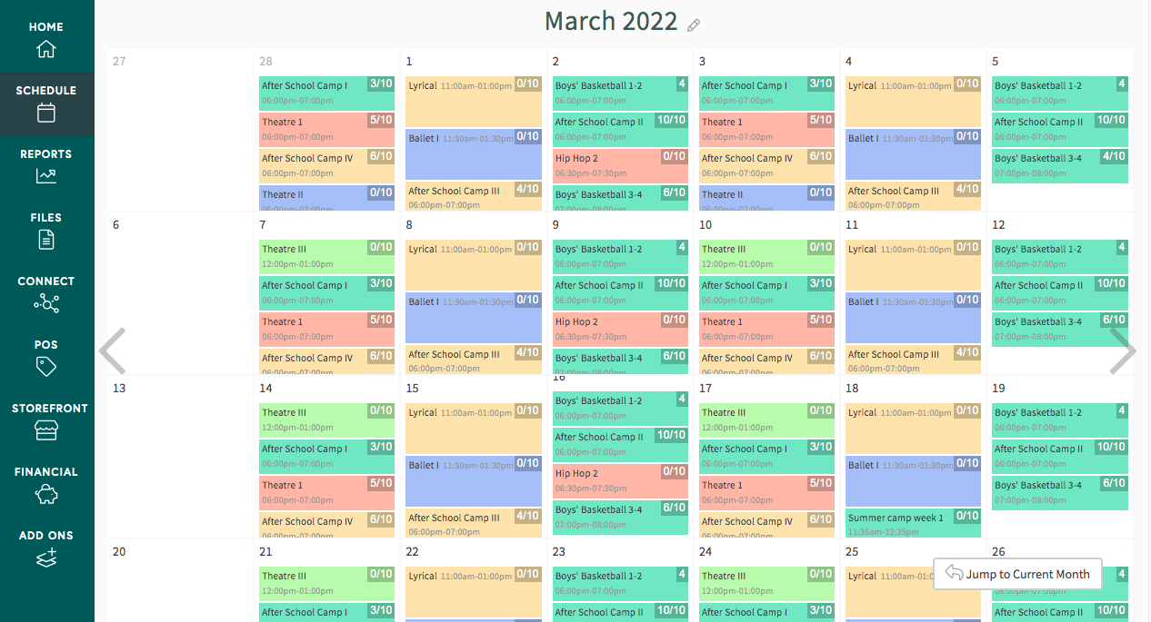 Schedule - month view